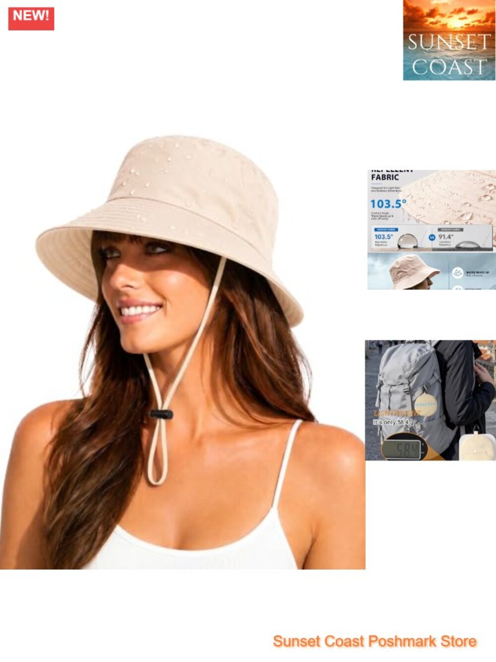 Water-Resistant UPF 50+ Sun Bucket Hat Packable Brimmed for Women Men